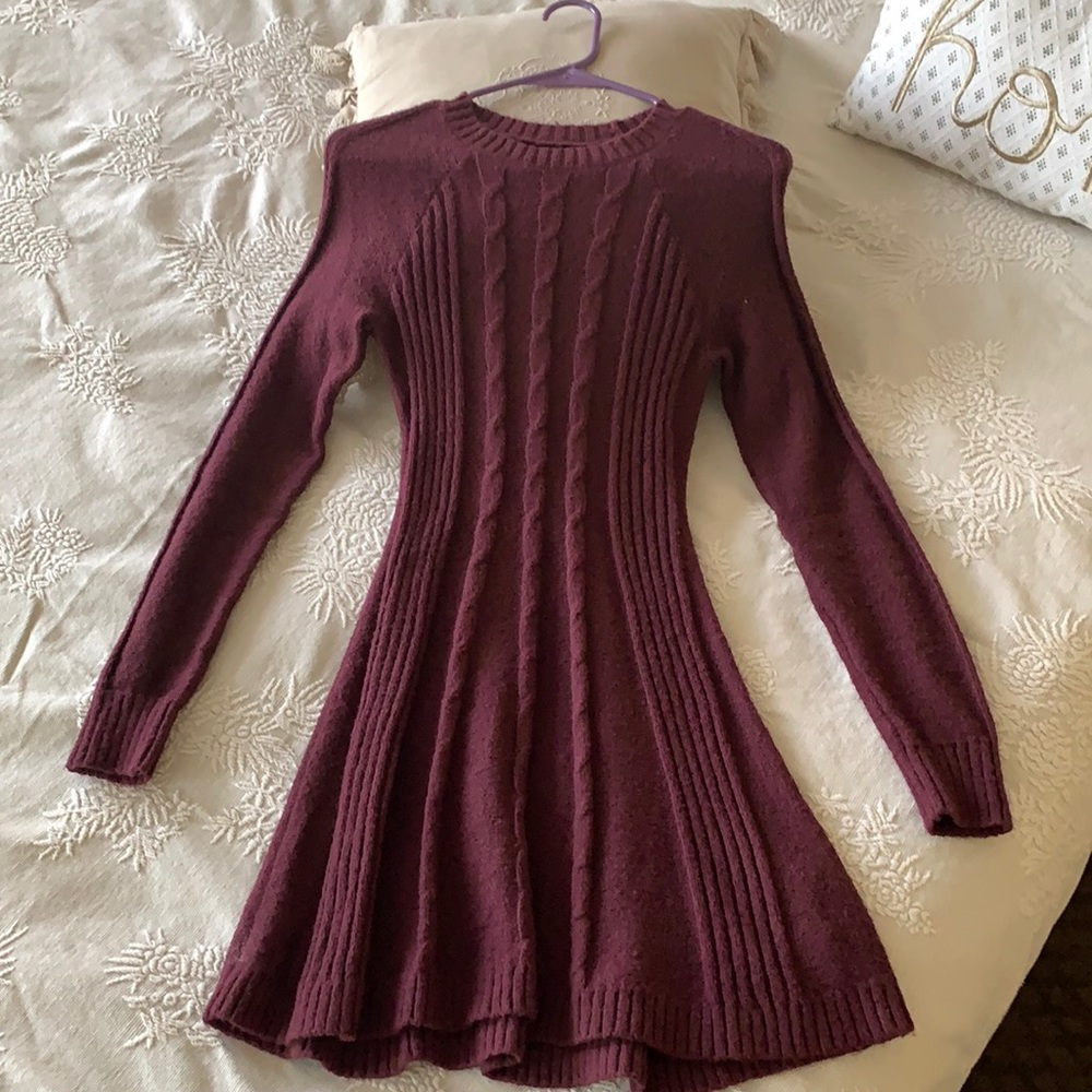 Maroon sweater dress